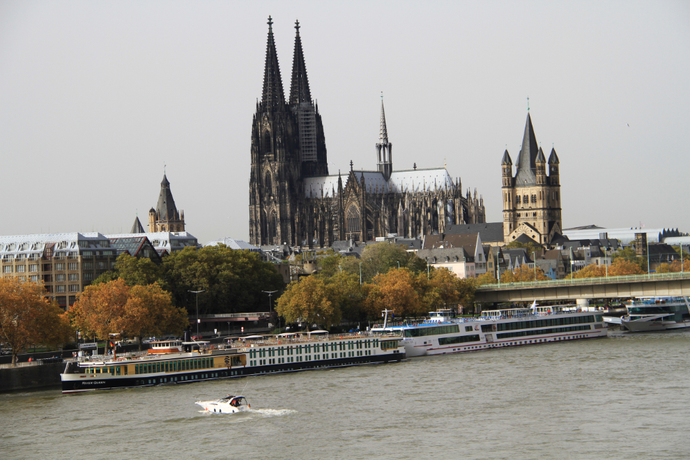 Cologne Cathedral and the Rhine River in Cologne, Germany