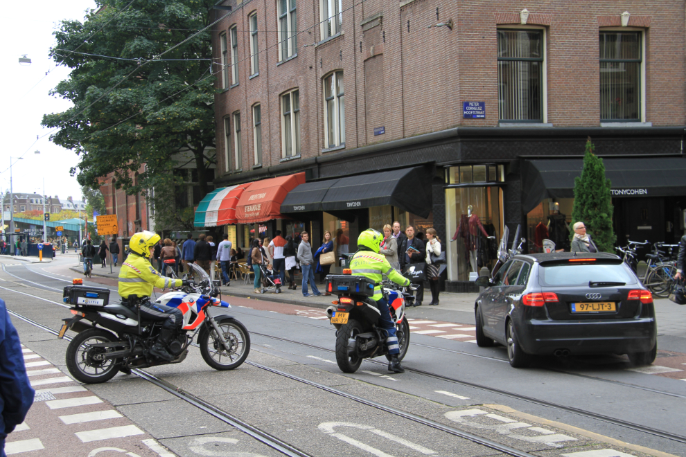 Motorcycle cops are seen more than police cars in Amsterdam