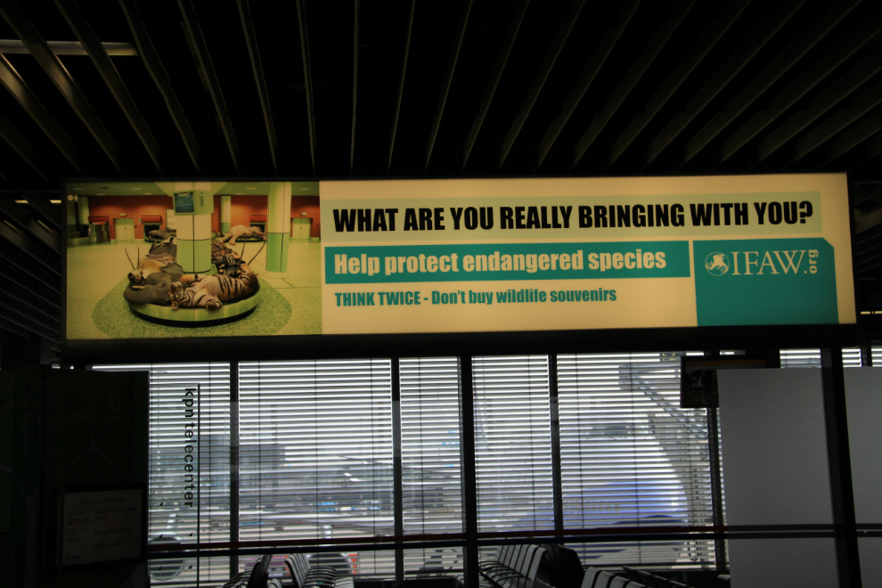 International Fund for Animal Welfare sign at Schiphol airport, Amsterdam