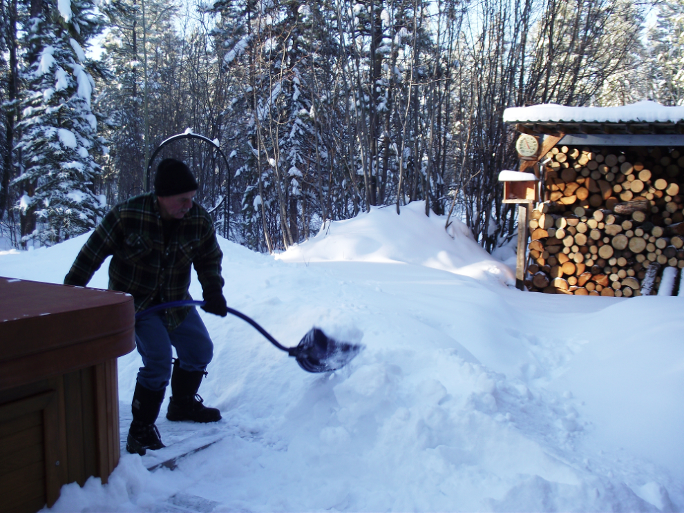 Shoveling snow in the Yukon