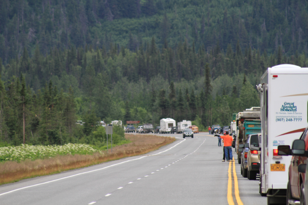 Traffic jam on the Seward Highway in Alaska