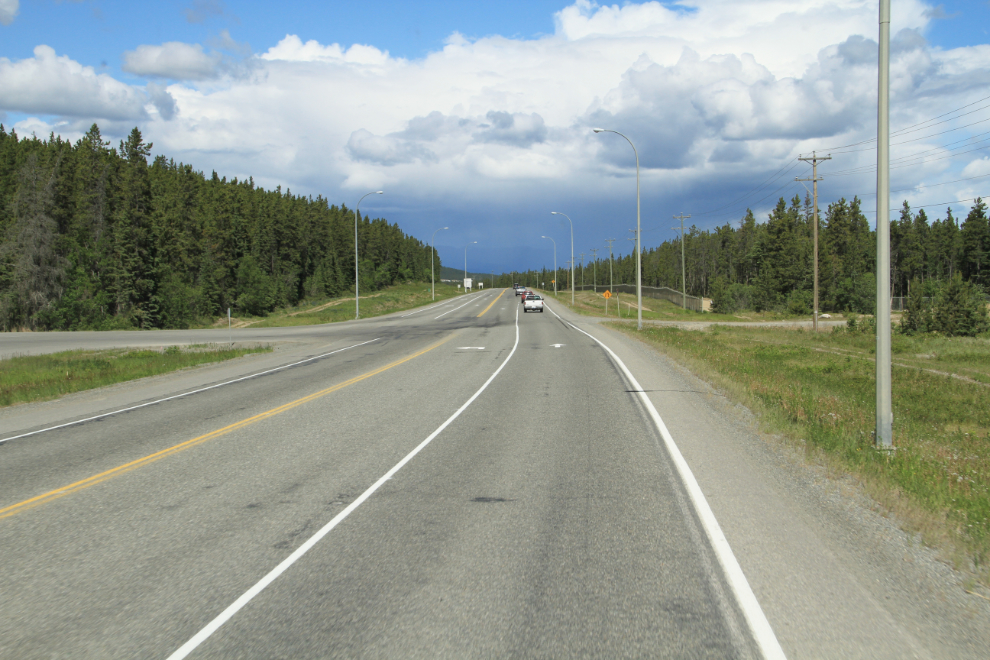 Storms clouds over the Alaska Highway at Whitehorse, Yukon