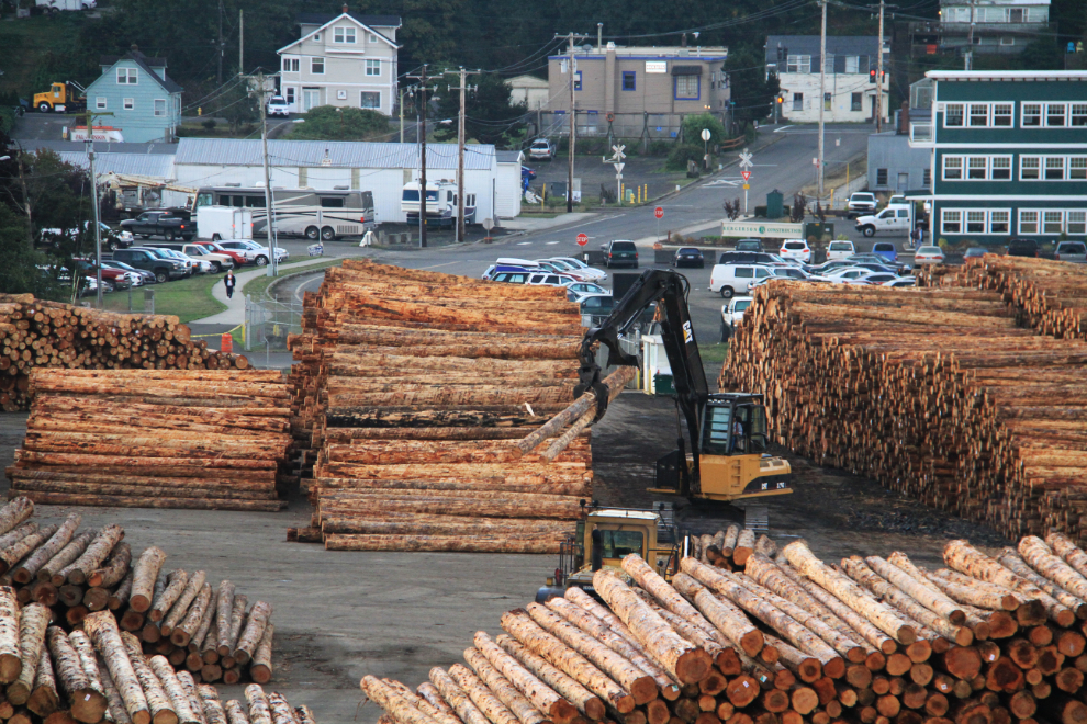 Log sorting yard at Astoria, Oregon