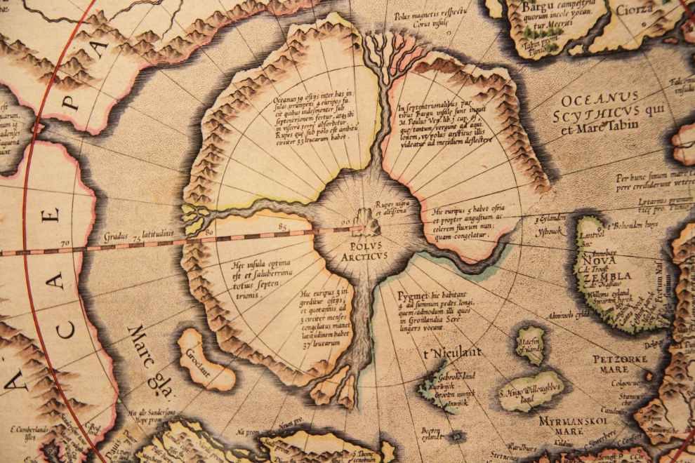 Arctic map (by Mercator, 1595) in the Columbia River Maritime Museum in Astoria, Oregon
