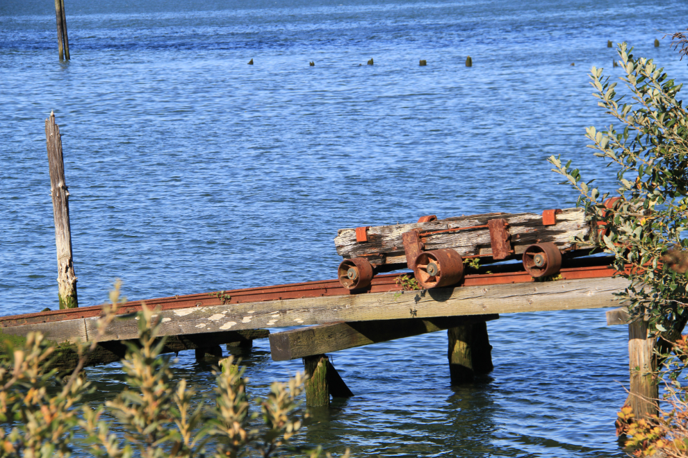 An old boat-launching cradle in Astoria, Oregon