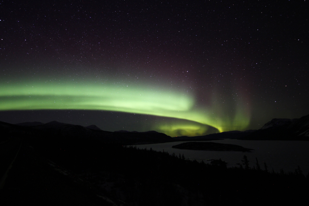 The aurora borealis at Bove Island, south of Carcross, Yukon