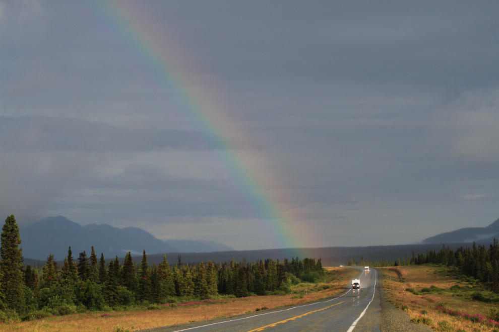 Rainbow on the Alaska Highway west of Haines Junction