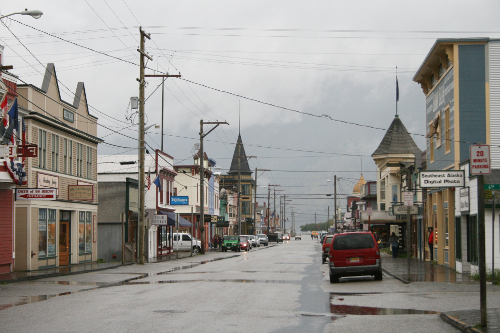 Broadway in Skagway in late September