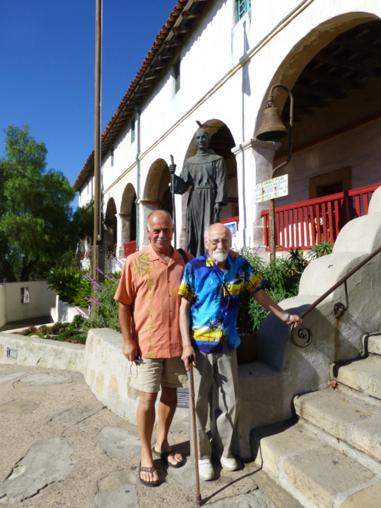 Murray Lundberg and his Dad at Mission Santa Barbara, California