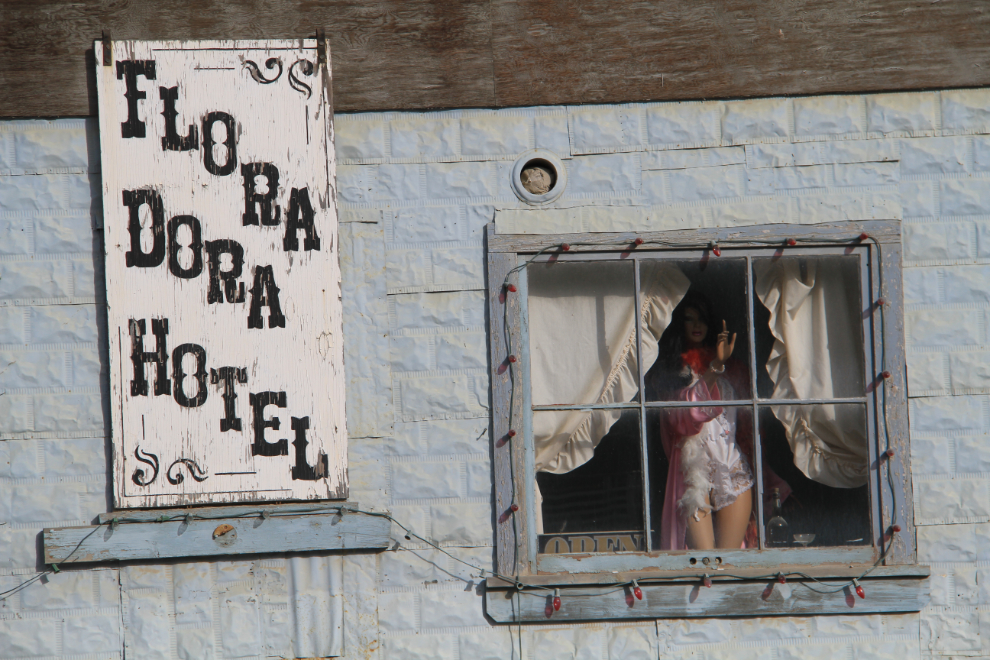 The historic Flora Dora Hotel, Dawson City - 'I'll just be a minute, sweetie'
