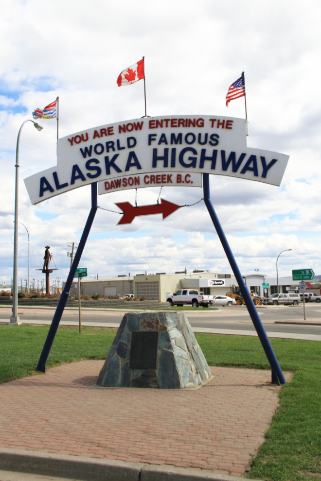 Alaska Highway monument in Dawson Creek, BC