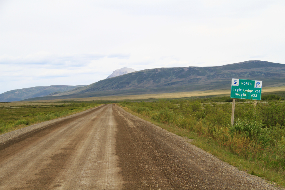  Mileage sign on the Dempster Highway, Yukon