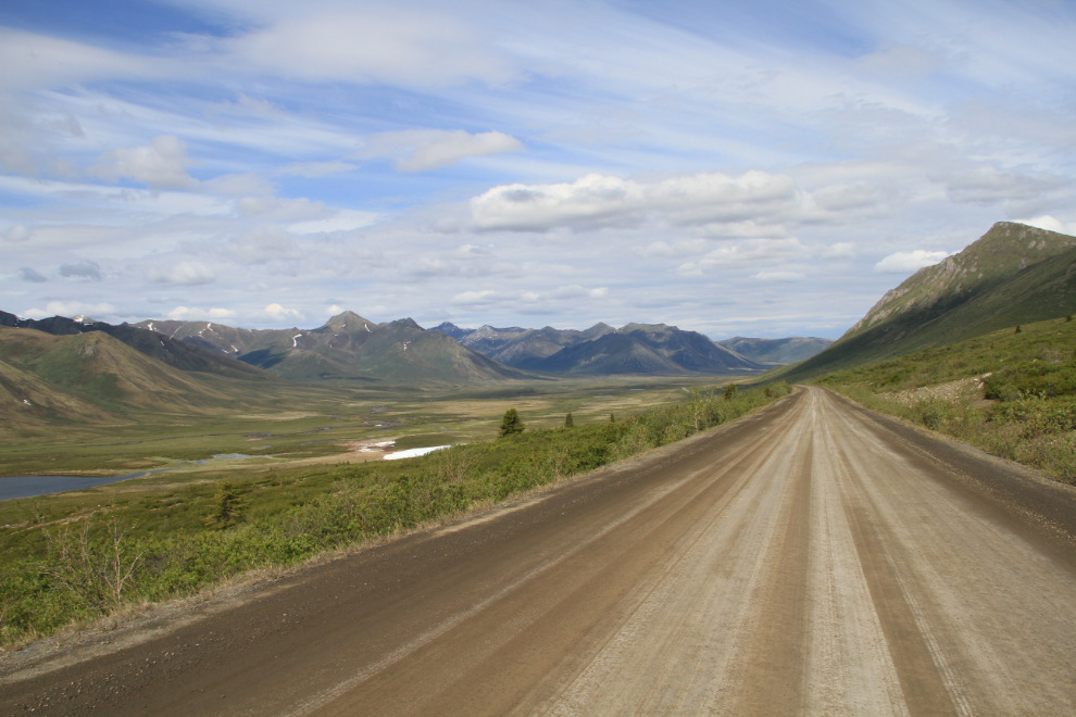 The spectacular descent to the north from North Fork Pass summit, Dempster Highway, Yukon