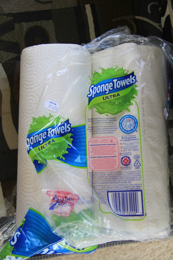 2 rolls of paper towel, $7.25