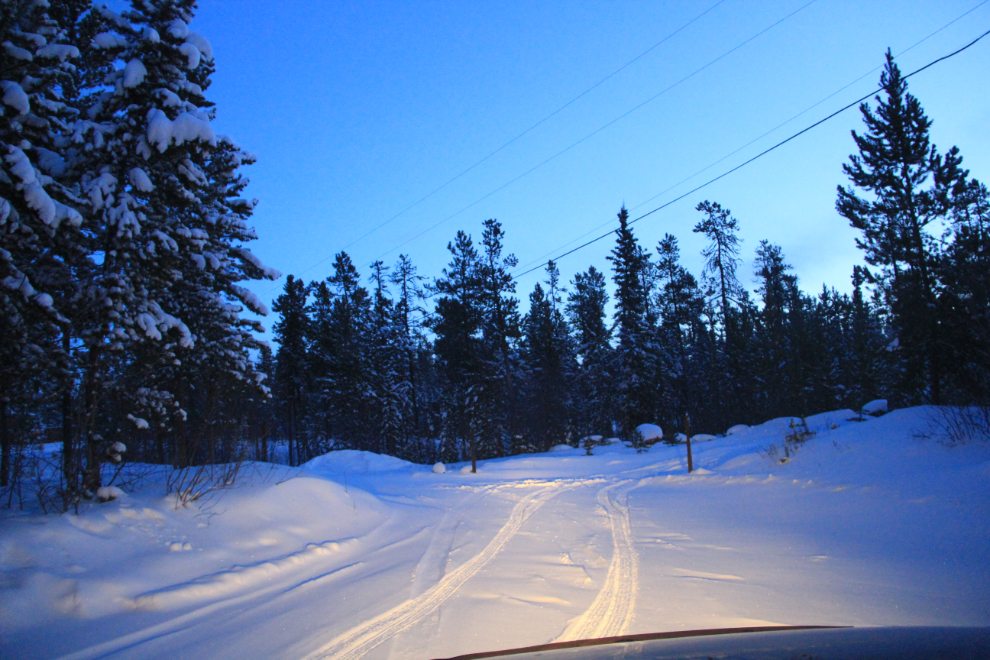 My Yukon driveway in the light of a winter dawn