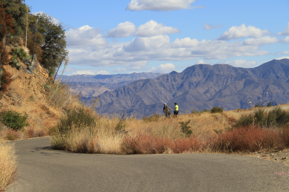 Cyclists on East Camino Cielo Road, California