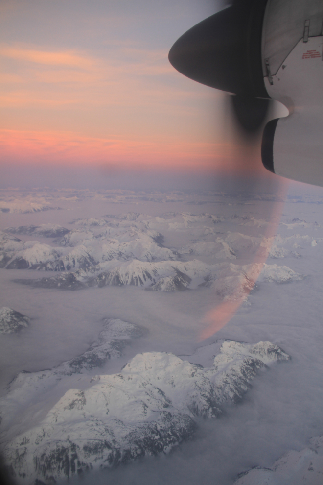 Aerial view of a sunset in BC