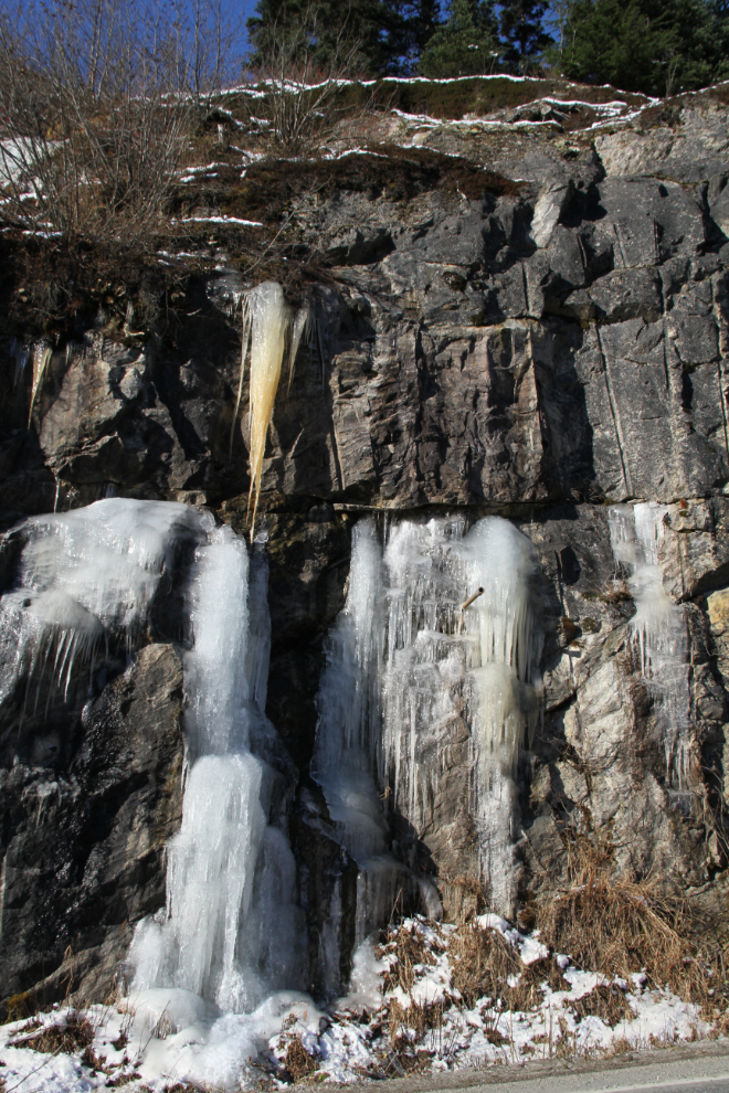 Frozen waterfall along the South Klondike Highway