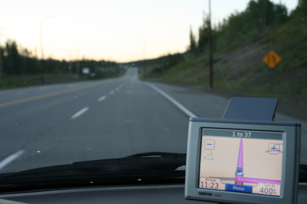 GPS at the start of an Alaska Highway road trip