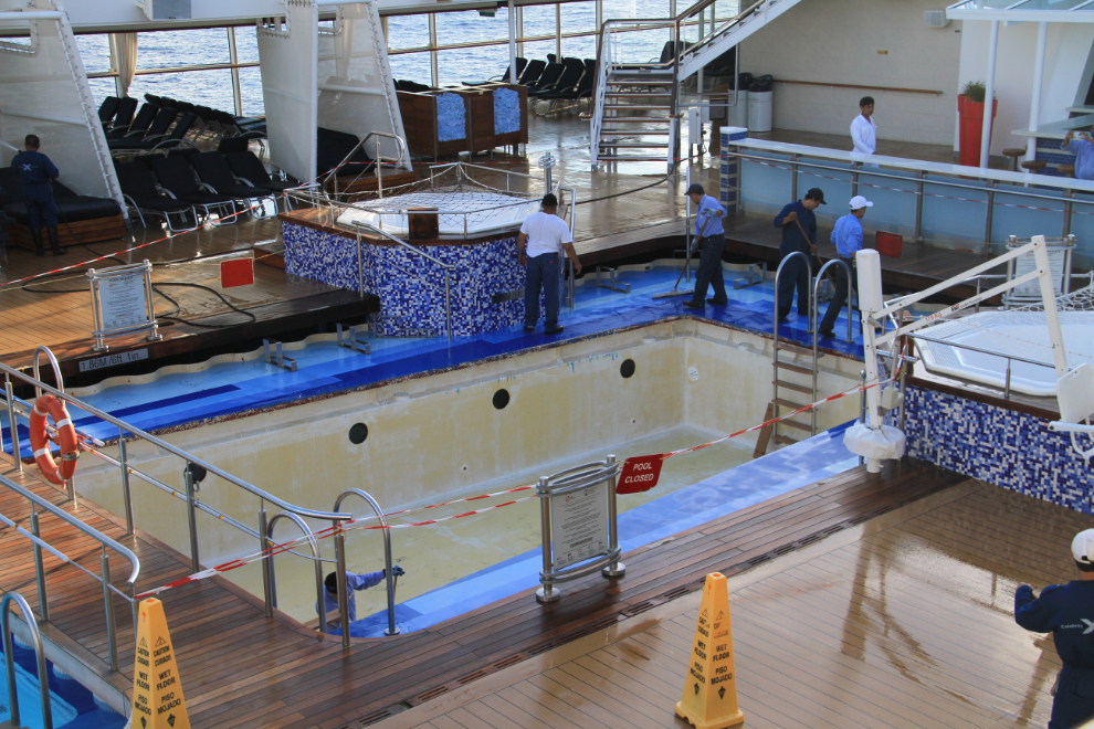Rebuilding a swimming pool on the cruise ship Celebrity Solstice