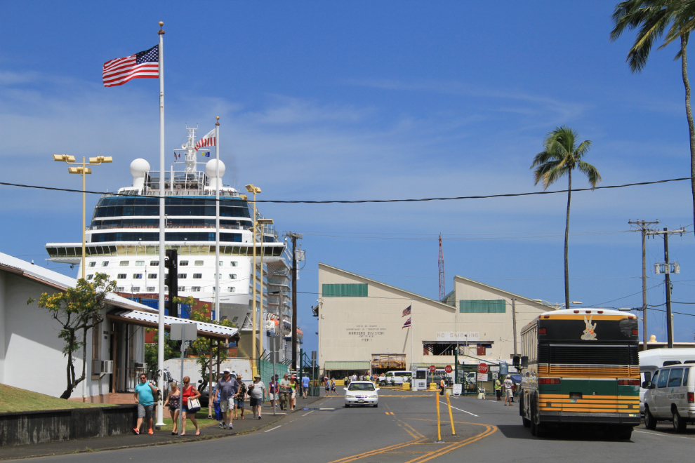 The Celebrity Solstice docked at Hilo, Hawaii