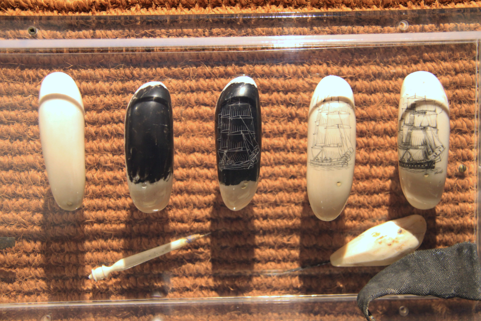 Scrimshaw in the Whalers Village Museum, Maui