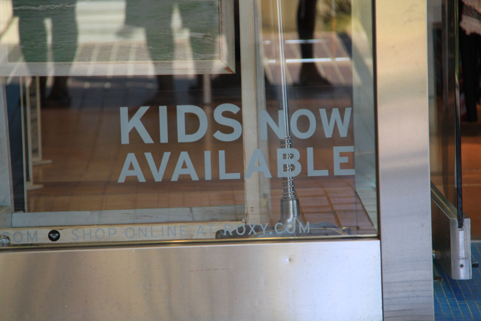 Sign in store - 'Kids Now Available'