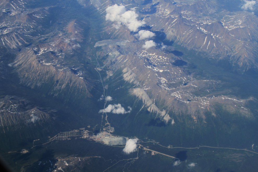 Aerial view of the Cassiar asbestos mine in northern BC