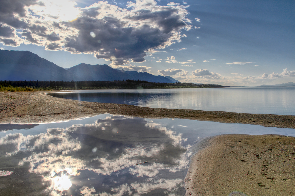 Evening sun on the beach at Kluane Lake, Yukon