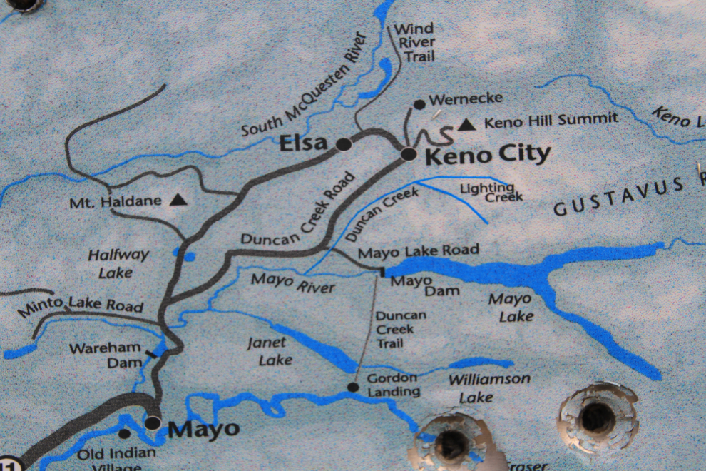 Road map of the Keno, Yukon area