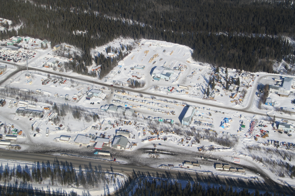 Aerial view of the Macrae industrial area of Whitehorse, Yukon