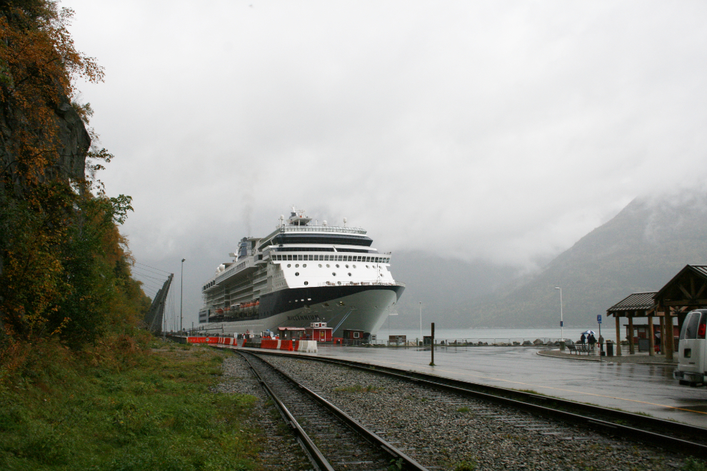 The Celebrity cruise ship Millennium at Skagway in late September