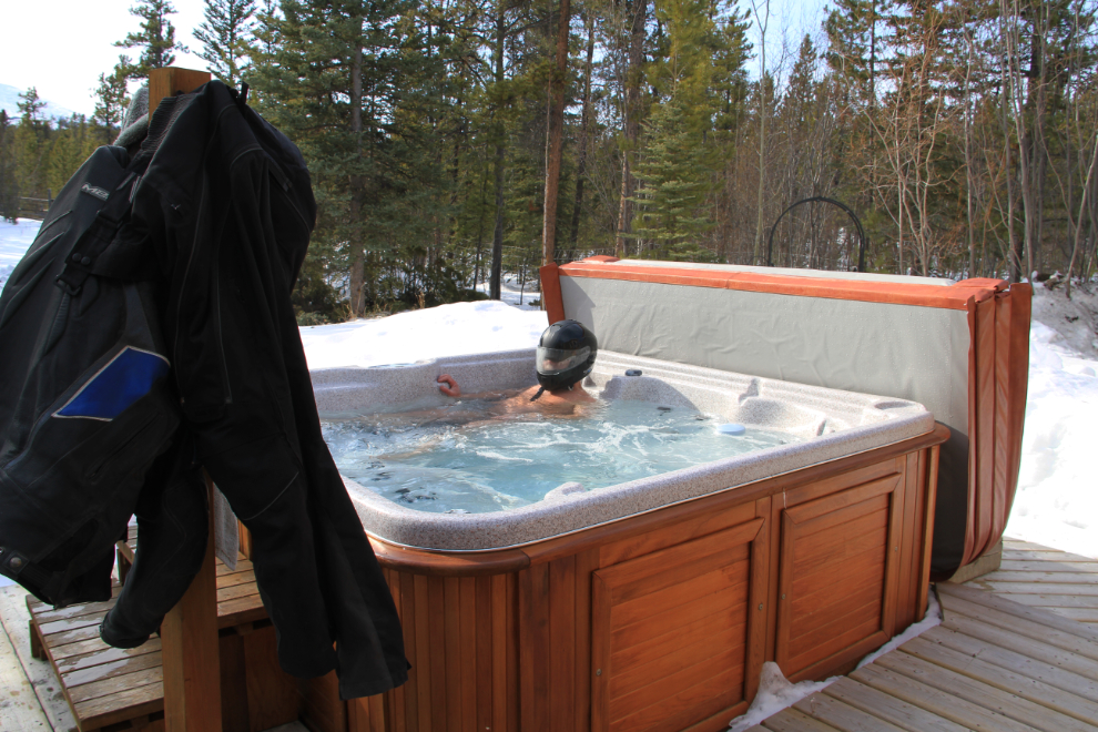 Hot tub after a chilly Spring motorcycle ride
