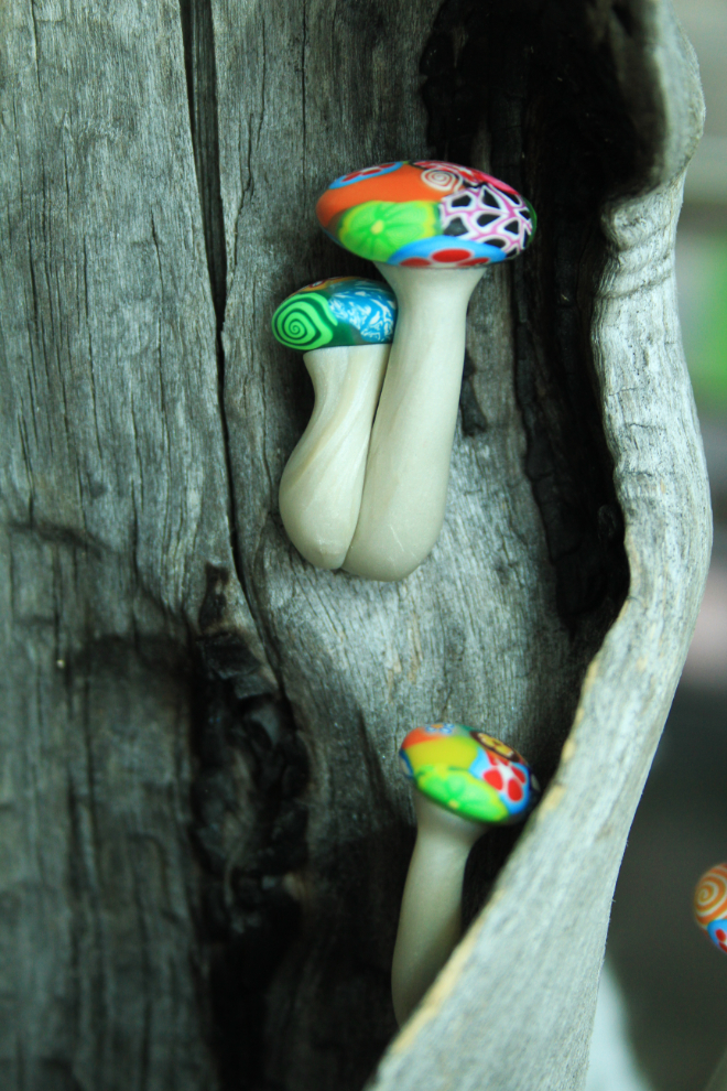 Mushroom art in Haines Junction
