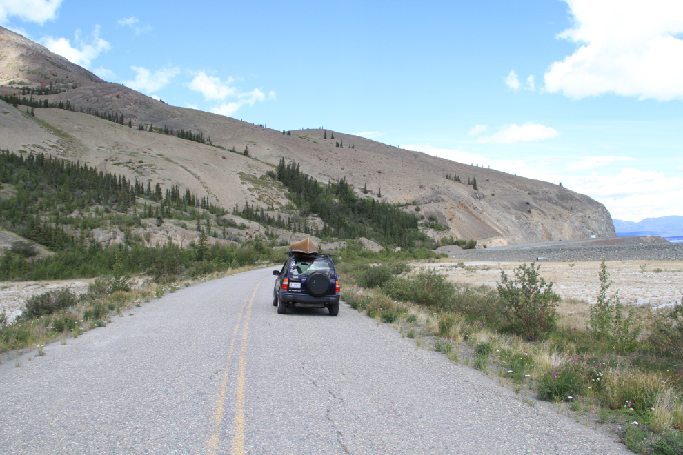 An old section of the Alaska Highway at Sheep Mountain, Yukon