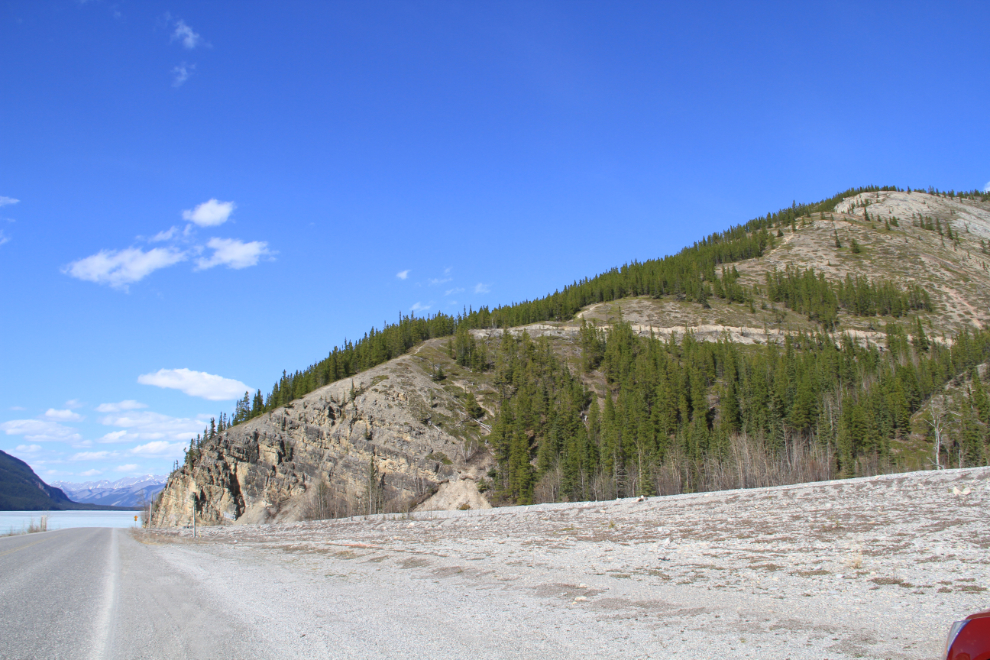 The old and current Alaska Highways above Muncho Lake, BC