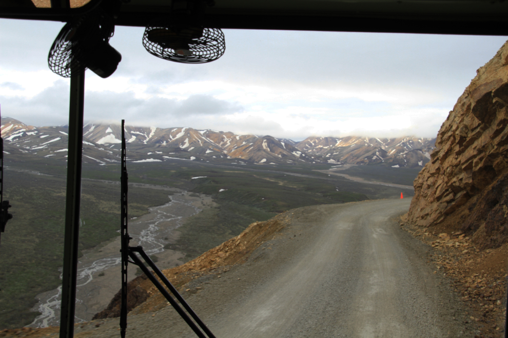 The view from a bus at Polychrome Mountain - Denali National Park, Alaska