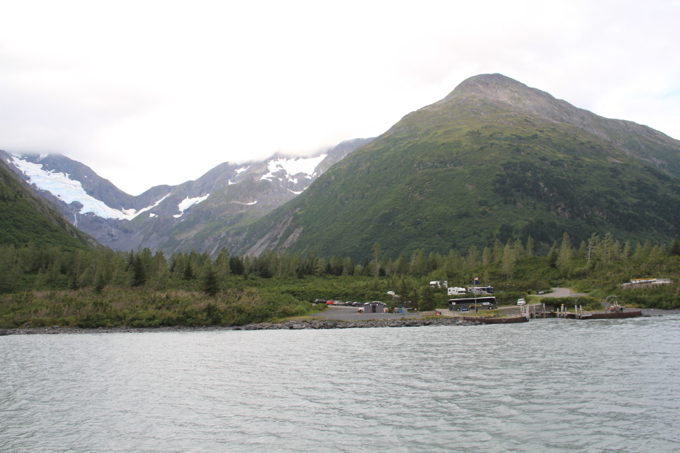 Portage Glacier cruise dock and the Byron Glacier