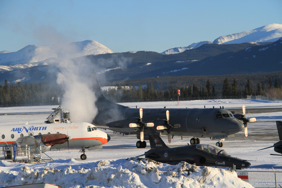 RCAF Aurora being de-iced to depart from Yukon Sourdough Rendezvous Air Display 2013