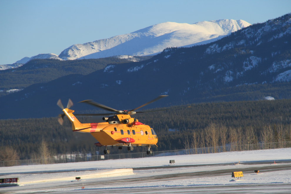 RCAF Cormorant lifts off from the Yukon Sourdough Rendezvous Air Display 2013