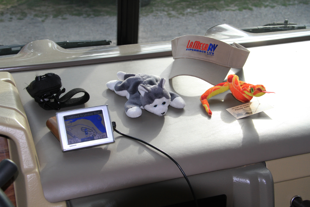 Motorhome dash with tools and toys