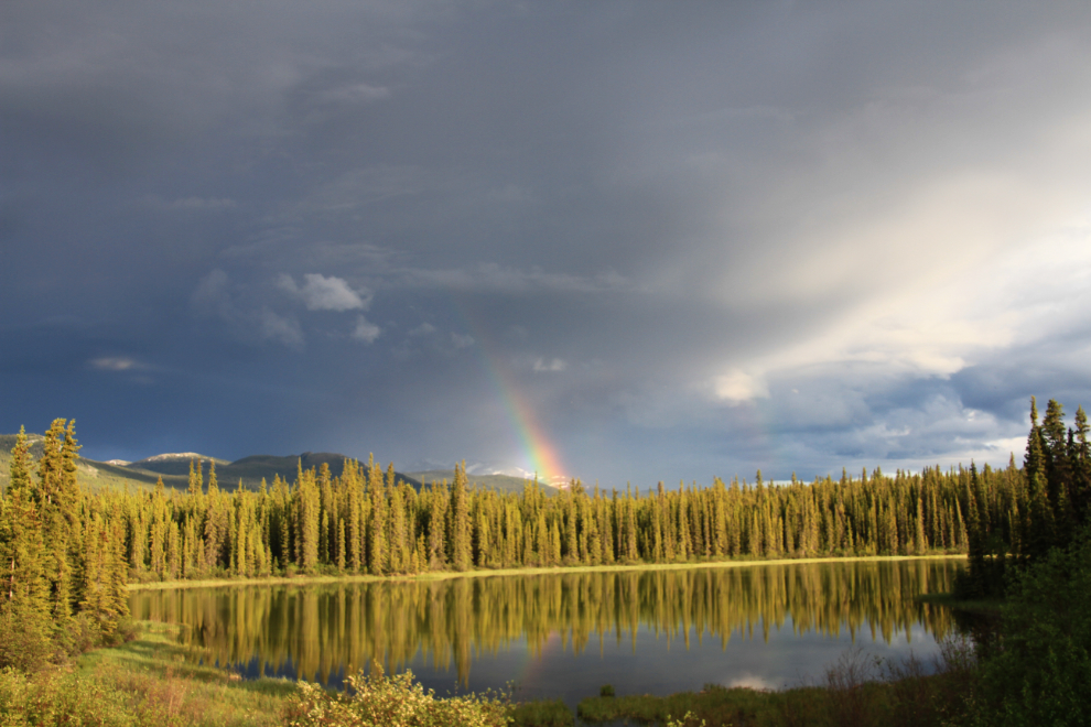 Rainbow over Shaddow Lake, Yukon