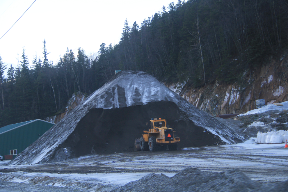 Sand for winter use on the South Klondike Highway