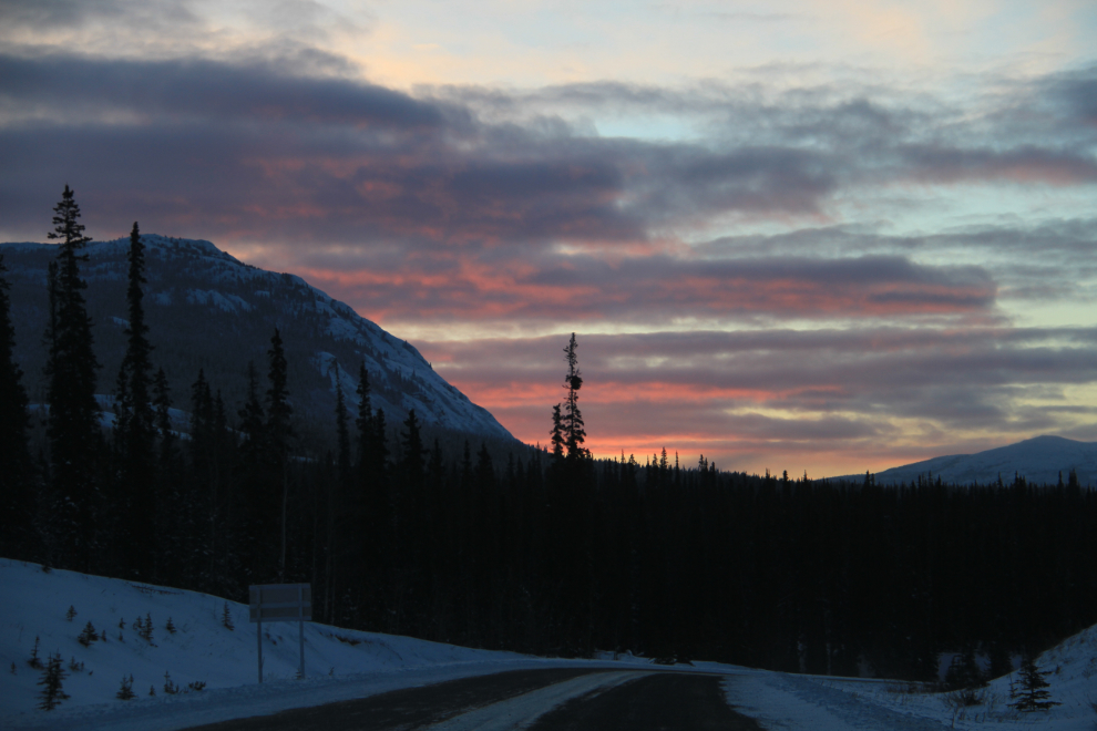 Winter sunrise colors in the Yukon