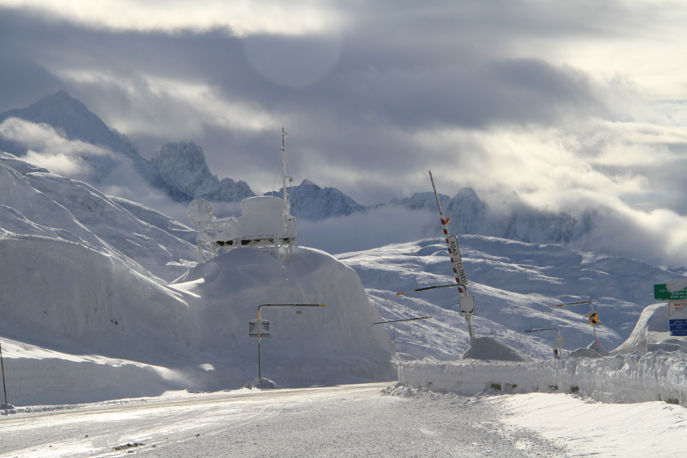 The BC/Alaska border north of Skagway in the winter