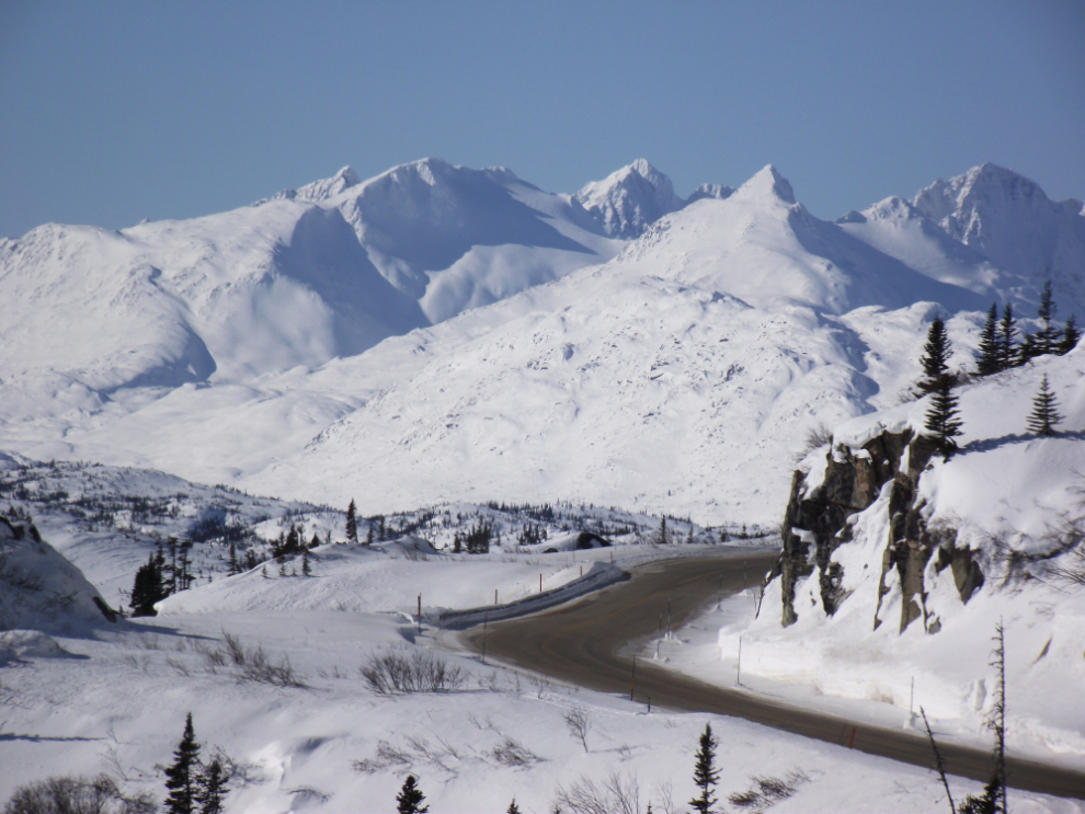 The South Klondike Highway at about Km 40, in mid March.