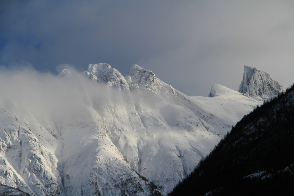 Dramatic mountains at Mile 3.5 of the South Klondike Highway