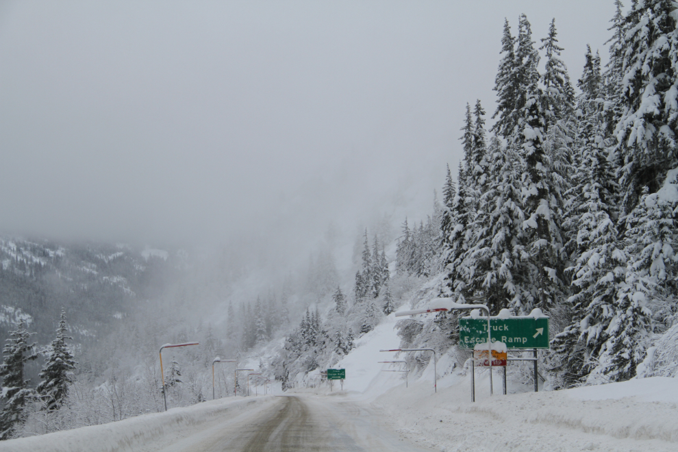 Heavy snow on the South Klondike Highway near Skagway, Alaska