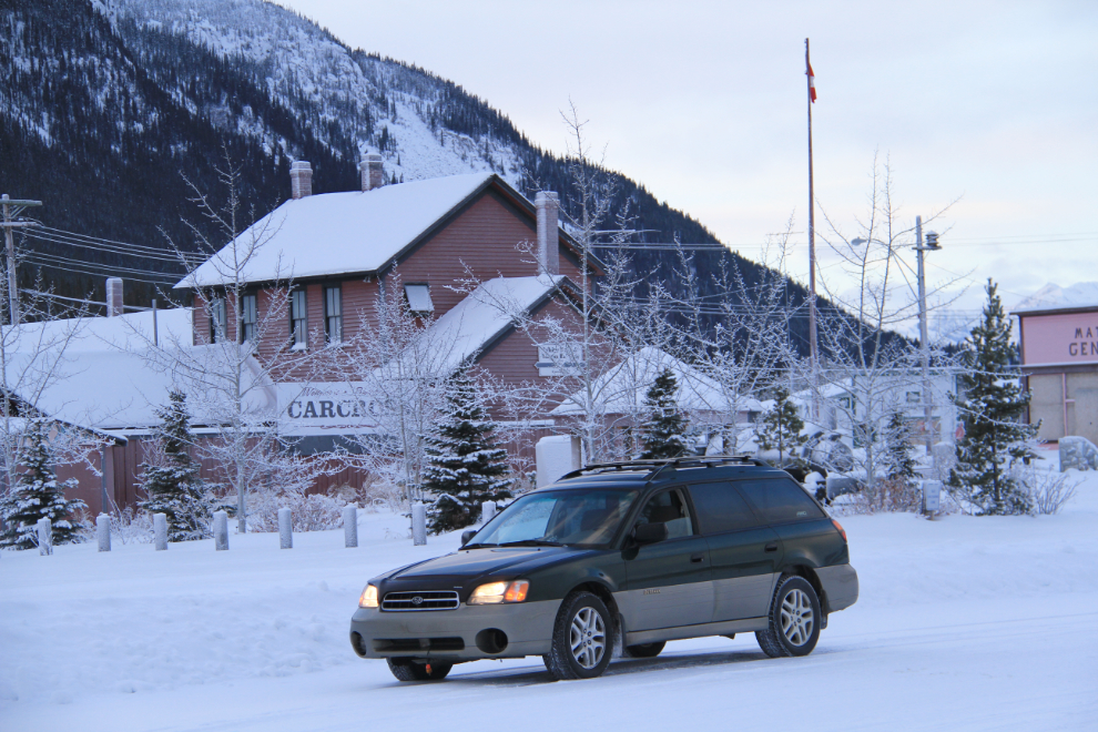 My 2001 Subaru Outback in downtown Carcross