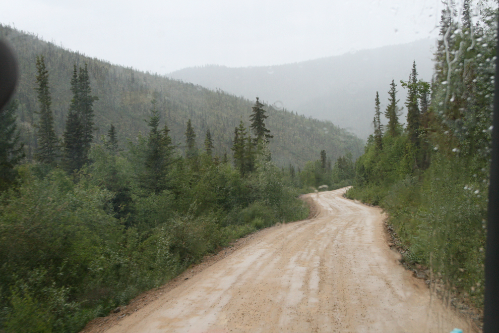 Driving Alaska's Taylor Highway on a rainy day